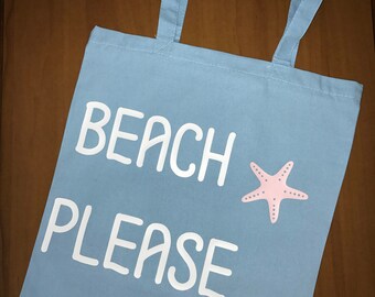 Beach Please Canvas Tote Bag //Beach Bag