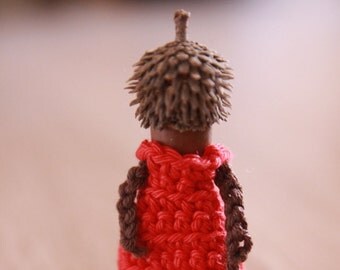 MALLA- African girl ART DOLL, crocheted miniature, finger puppet