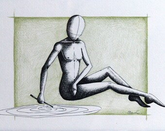 Title: "significant other"--Original Design Framework-ink and pastel on paper-33.5 x 24.5 cm framed