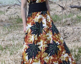 Vintage Maxi Dress African Print Sleeveless Sun Dress Empire Waist V-Neck Medium