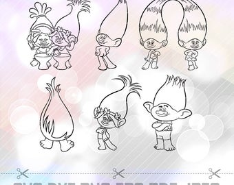 Trolls Poppy LAYERED SVG DXF Png Eps Pdf Vector Cut Files