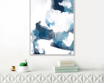 Blue Abstract Art, Modern Art Print,Abstract Painting, , Blue Watercolour, Large Original Wall Art