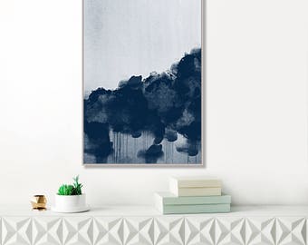 Blue Storm clouds Painting, Modern Art Print, Abstract Painting, Navy Blue Abstract Art, Dark Blue Watercolour, Large Original Wall Art