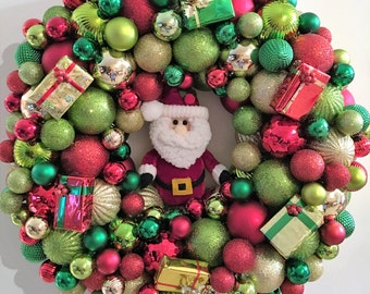 Santa Christmas Ball Wreath