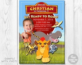Lion Guard Invitation, Lion Guard Invitation with Photo, Lion Guard Birthday Invitation, Kion Invitation, Lion Guard Thank You Card