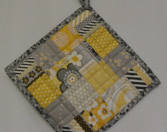 Yellow and Grey Potholders