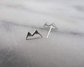 Mountain stud earrings, Outdoor earrings, gold mountain earrings, gold stud earrings, mountain studs, minimalist earrings