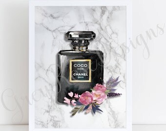 INSTANT DOWNLOAD | A4 | Chanel Perfume & Floral Design | Marble Print