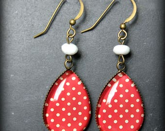 Earrings "Alizé" red with white polka dots