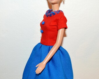 Barbie doll dress # Barbie vintage red dress # Barbie clothes handmade # Barbie doll clothes.