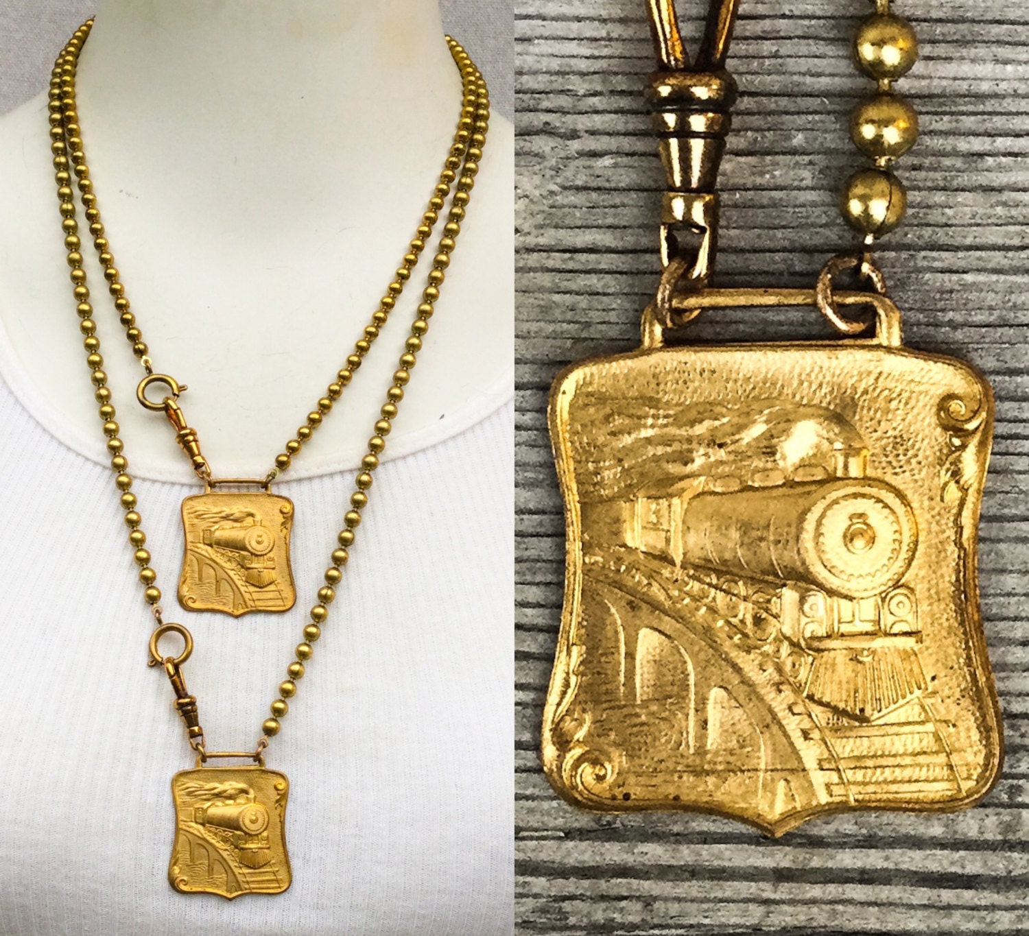 Railroad Train Necklace fob Pocket Watch chain