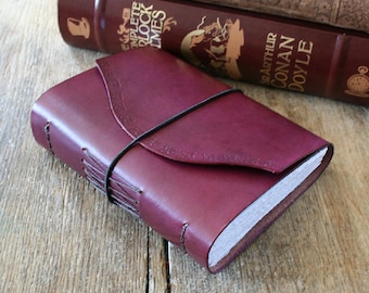 Leather Journal . Jane Austen "Pride and Prejudice" quote . rich purple/cherry hand-dyed & embossed leather . handmade handbound (320pgs)
