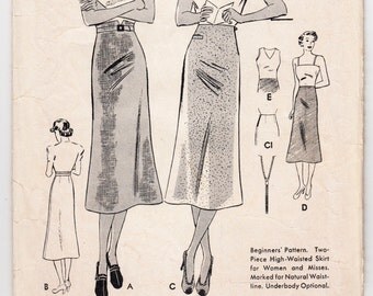 Vintage Sewing Pattern 1930's Evening or Wedding Gown in
