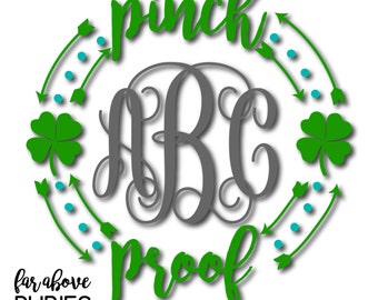 Download St Patrick's Day Lucky Four Leaf Clover Shamrock Monogram