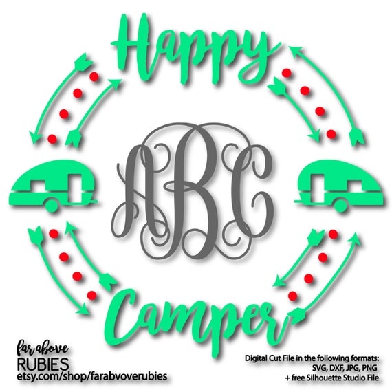 Download Happy Camper Monogram Wreath with Arrows monogram NOT
