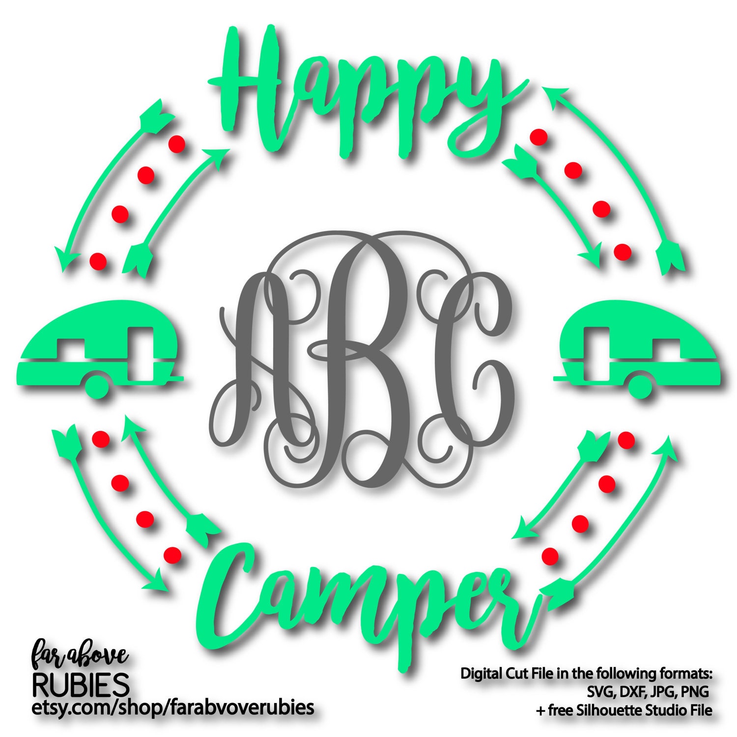 Download Happy Camper Monogram Wreath with Arrows (monogram NOT ...