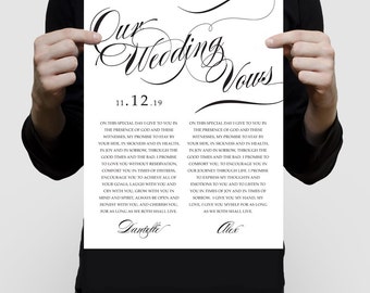 customised wedding vow art - personalised print 1st anniversary gift paper, Valentine's Day wedding keepsake, 1 year anniversary song lyrics