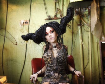 Fantasy Costume / Personal order / Leather corset Goth Gothic clothing Horror costume Zombie Dead Wicca Cosplay Wicca clothing Human flesh