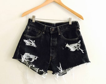 Levi's 501 cut offs, Levi's cut off jean shorts, destroyed Levi's, high rise Levi's, high rise Levi's cut offs, Levi's 501