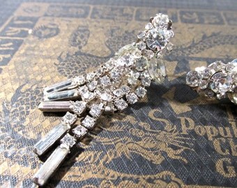 Rhinestone Chandelier Earrings VINTAGE Chandelier Earrings Ready to Wear Clear Rhinestones Vintage Rhinestone Earrings Wedding Jewelry (F119