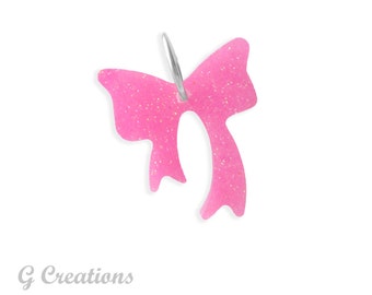 Cute Bow Pet Charm - Glowing Dog Collar Accessory in Custom Color - Handmade, Silent and Waterproof - Glitter Charm for Dogs - Dog gift