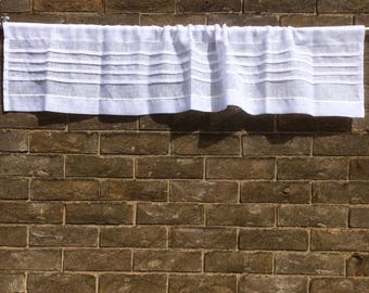 Sheer Linen Valance, Custom White Curtain, Window Topper, Cantonniere
