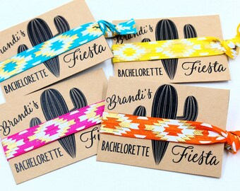 Bachelorette Fiesta, Hair Ties, with metallic gold, Personalized Favors, Bachelorette Party