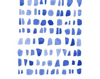 original watercolor painting Blue Sea Glass original abstract art painting Seaglass Abstract little watercolor painting