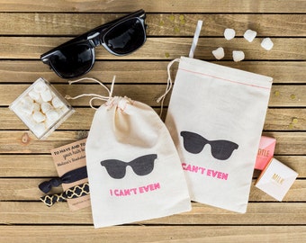 Bachelorette Party Favors - Sunglasses Bachelorette Party Bags - Hangover Kits - Hangover Kit Bags - Hen Party Bags - I Can't Even