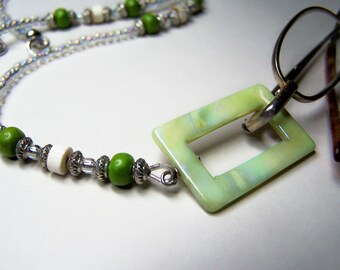 Lanyard for Glasses, One Of A kind, Lime Accent Beads, Eyeglass Holder, Eyeglass Necklace, Clear Beads, Glasses Holder, Eyeglass Lanyard