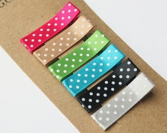 Mini Hair Clip set for Baby, Hair Clips, Polka Dot Satin Hair Clips, infant hair clip, toddler, teen, adult, Birthday Party Favors 2 SIZES