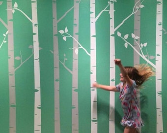Birch Tree Wall Decals with Branches Sticker Set | 5 Trees 96" Tall Each | Forest Trendy Home Decor | FREE SHIPPING
