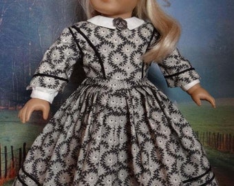 Civil War era day dress for American Girl or similar 18 inch doll