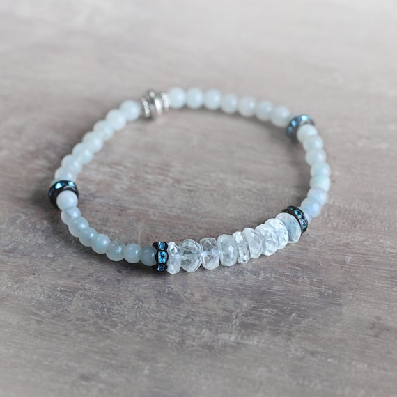 Aquamarine Stretch Bracelet - March Birthstone Gift