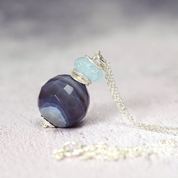 Aquamarine Pendant Necklace - March Birthstone Gift