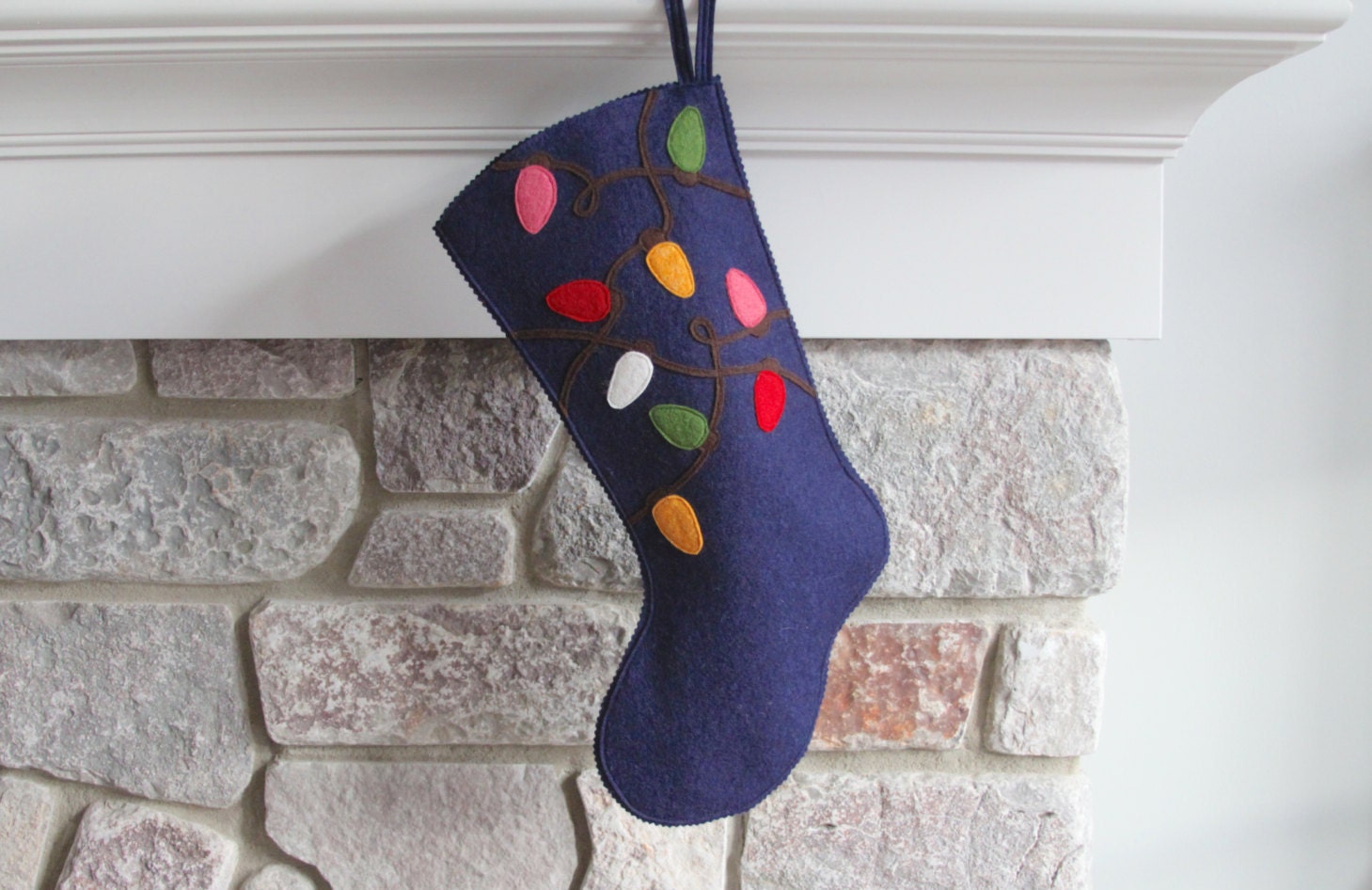 Handmade Wool Felt Christmas Stocking Celebrate by MyPerennial