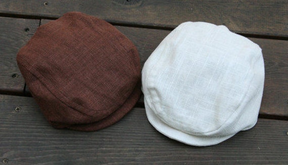 Newsboy Boy Hat in Natural Brown Flat Cap Black Hat White