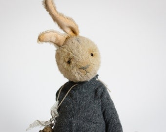 Sale 15% Off Made To Order Handmade Mohair Rabbit Knitted Sweater Soft Toy Plush Bunny Stuffed Animal Artist Bear 8 Inches FREE Shipping