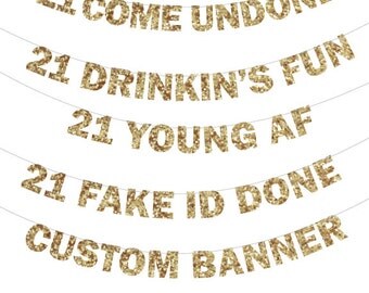 21st Birthday Banner - 21st Birthday Banner, Photo Prop, 21 Fake ID Done, RIP fake 21st Birthday