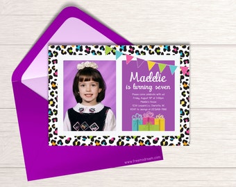 Leopard Birthday Invitation - Printable Cat Themed Invite - Leopard Spots Birthday Invitation - Cheetah Theme Party Package - BP52