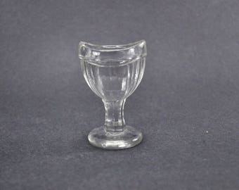 Eye Wash Cup Vintage G 41 Clear Glass Footed Pedestal Ribbed 8 Panel