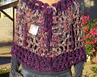 Medieval Renaissance Style Crochet Ribbon Wrap With Brocade Stunning Handmade Clothing