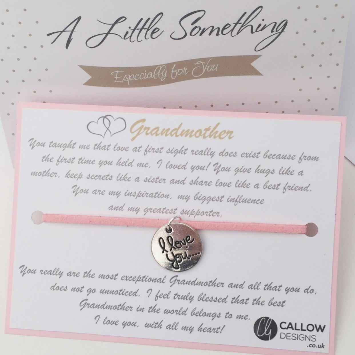 Grandmother I Love You Greetings Card & Charm Bracelet Meaning Quote Silver Family Callow Designs Mother Grandma Gift Friendship Keepsake