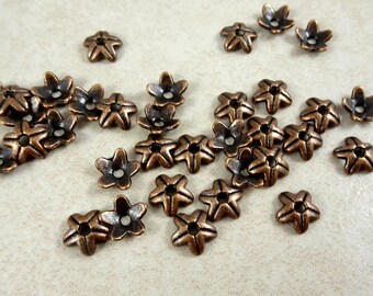 Bead Caps - Antiqued Copper Bead Caps - 9mm (A6061-AC) - Qty. 50