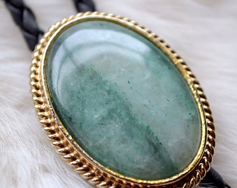 Vintage Aqua Agate Pendant Bolo Tie Necklace