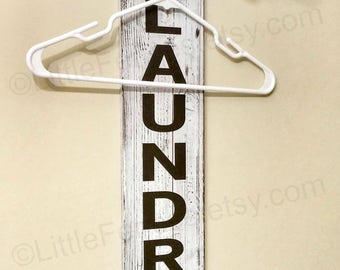 Laundry Room Sign, Industrial Pipe Clothing Rack, Laundry Room Hanging Rack, Wall Decor, Hooks, Organization, Storage, Wall Art, Rustic Wood