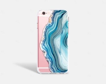 Agate Prınt iPhone 7 Case Clear iPhone 7 Plus Case Clear Gemstone iPhone Case iPhone 6S Case Samsung S7 Case AGATE Print not Real Agate