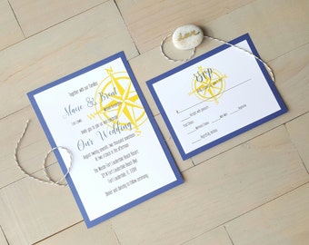 Nautical Wedding Invitations, Destination Wedding, Beach Wedding