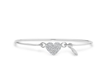 Pave Heart Bracelet, Bridesmaid Gift, Heart Jewelry, Religious Gift, Godmother Bracelet, Godmother Gift, Love