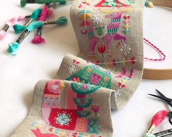 Deck the Halls - Satsuma Street modern Christmas bell pull - cross stitch pattern PDF - Instant download
